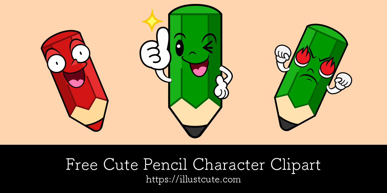 Free Cute Pencil Clipart Characters
