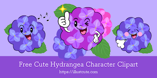 Cute Hydrangea Character Clipart
