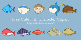 Cute Fish Character Clipart