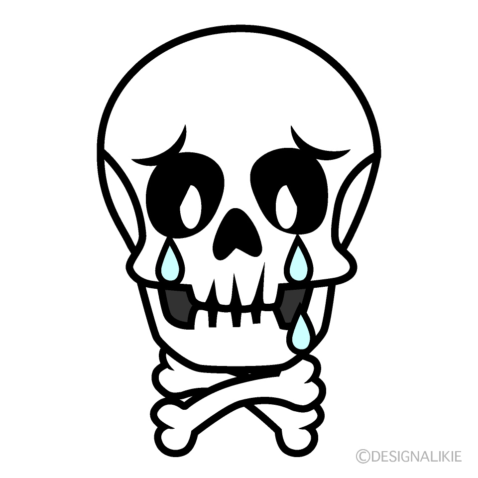 かわいい悲しいドクロイラスト
