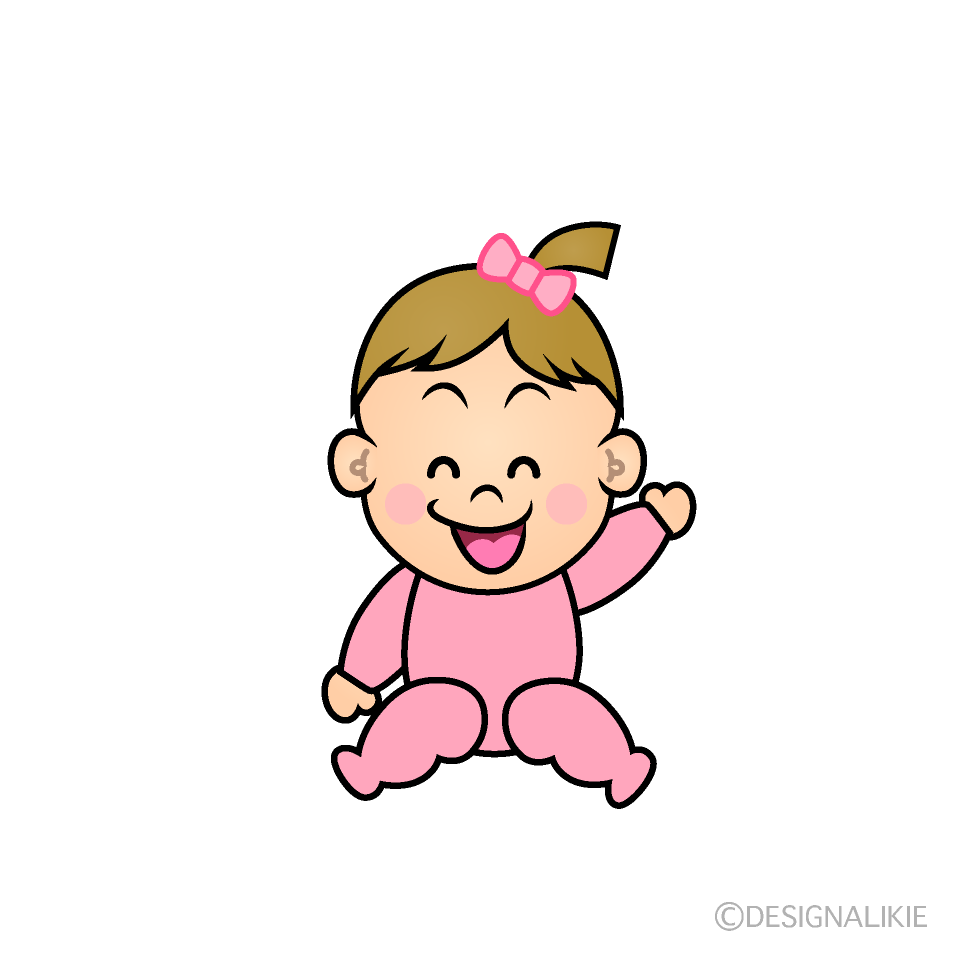 かわいい笑顔の女の子赤ちゃんイラスト