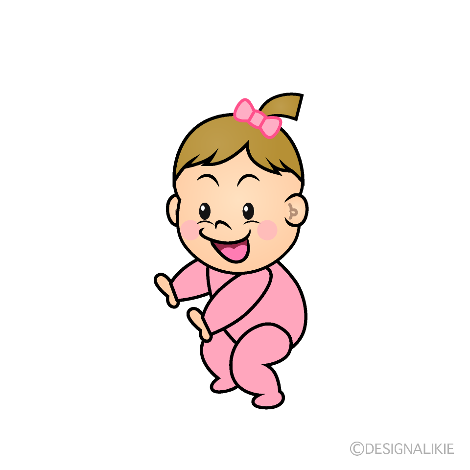 かわいいニヤリとする女の子赤ちゃんイラスト