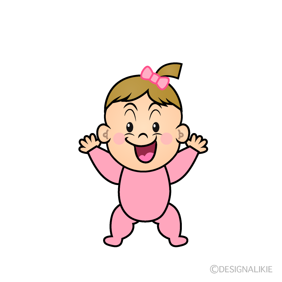 かわいい驚く女の子赤ちゃんイラスト