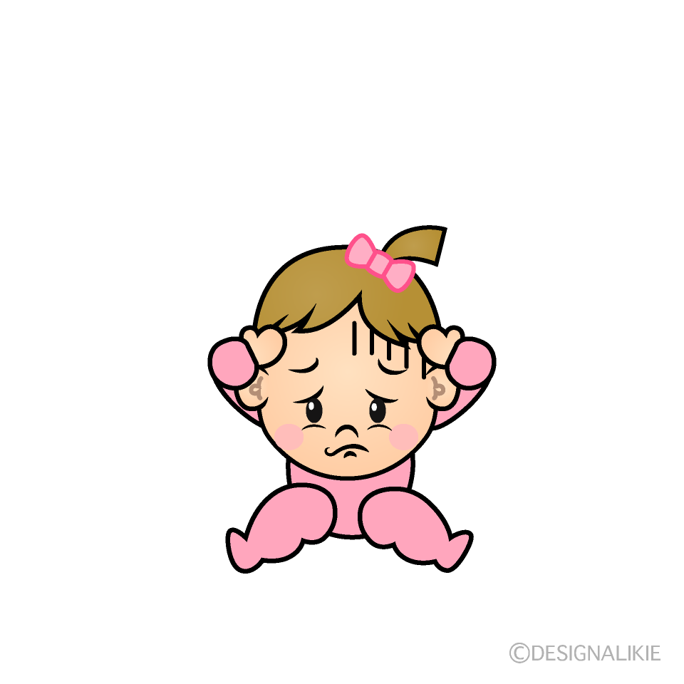 かわいい落ち込む女の子赤ちゃんイラスト