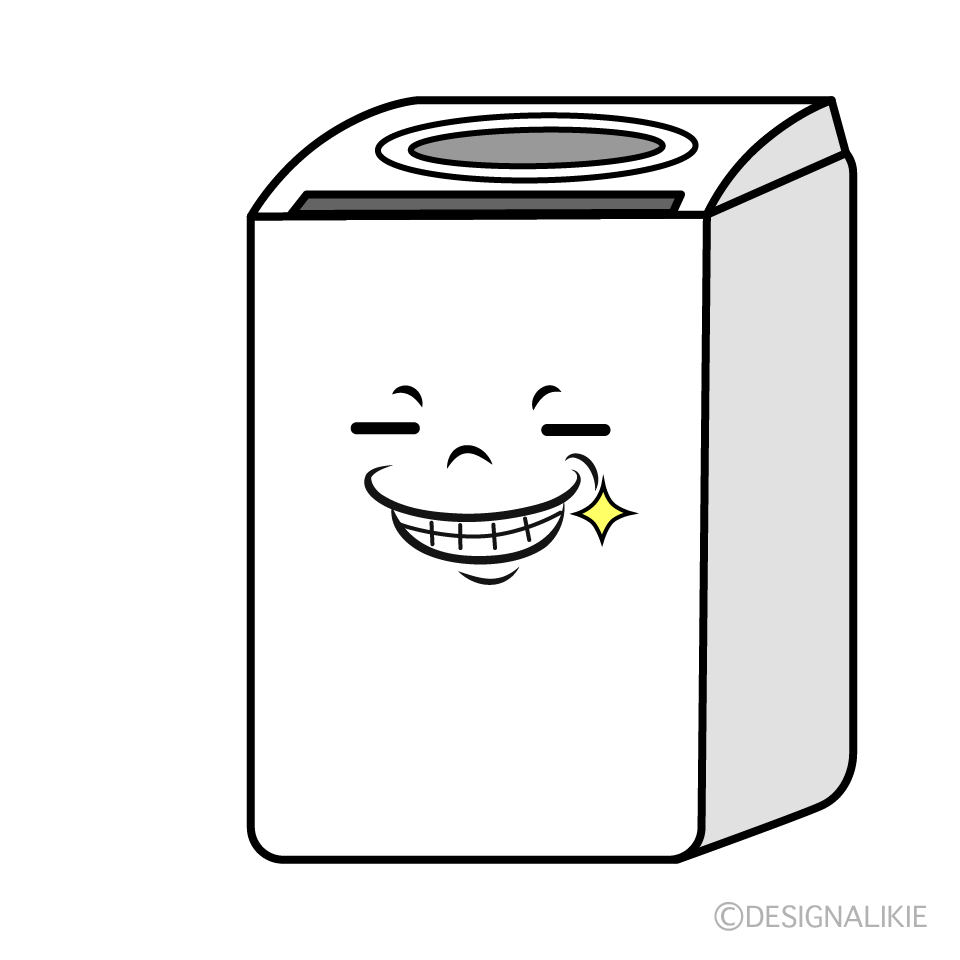 かわいいニヤリの洗濯機イラスト