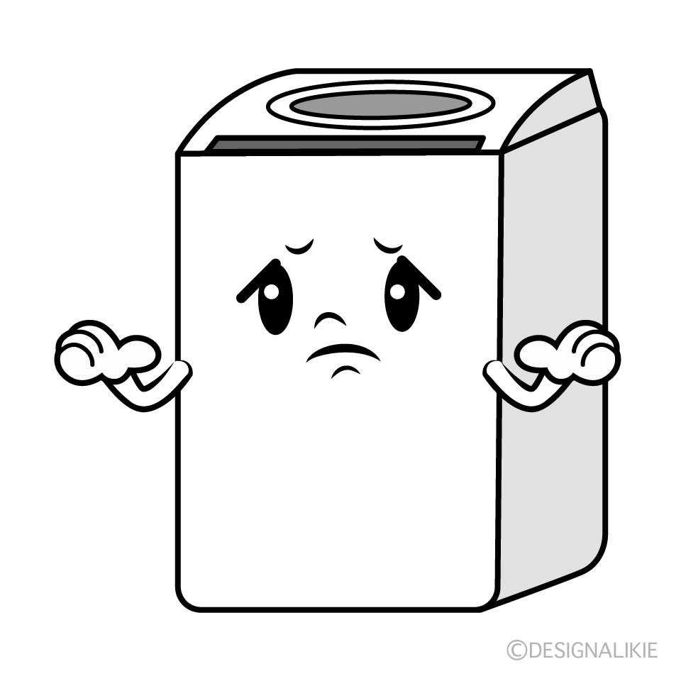 かわいい困る洗濯機イラスト