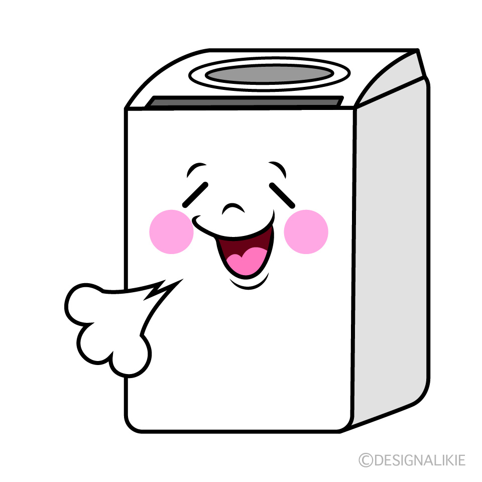 かわいいリラックスする洗濯機イラスト