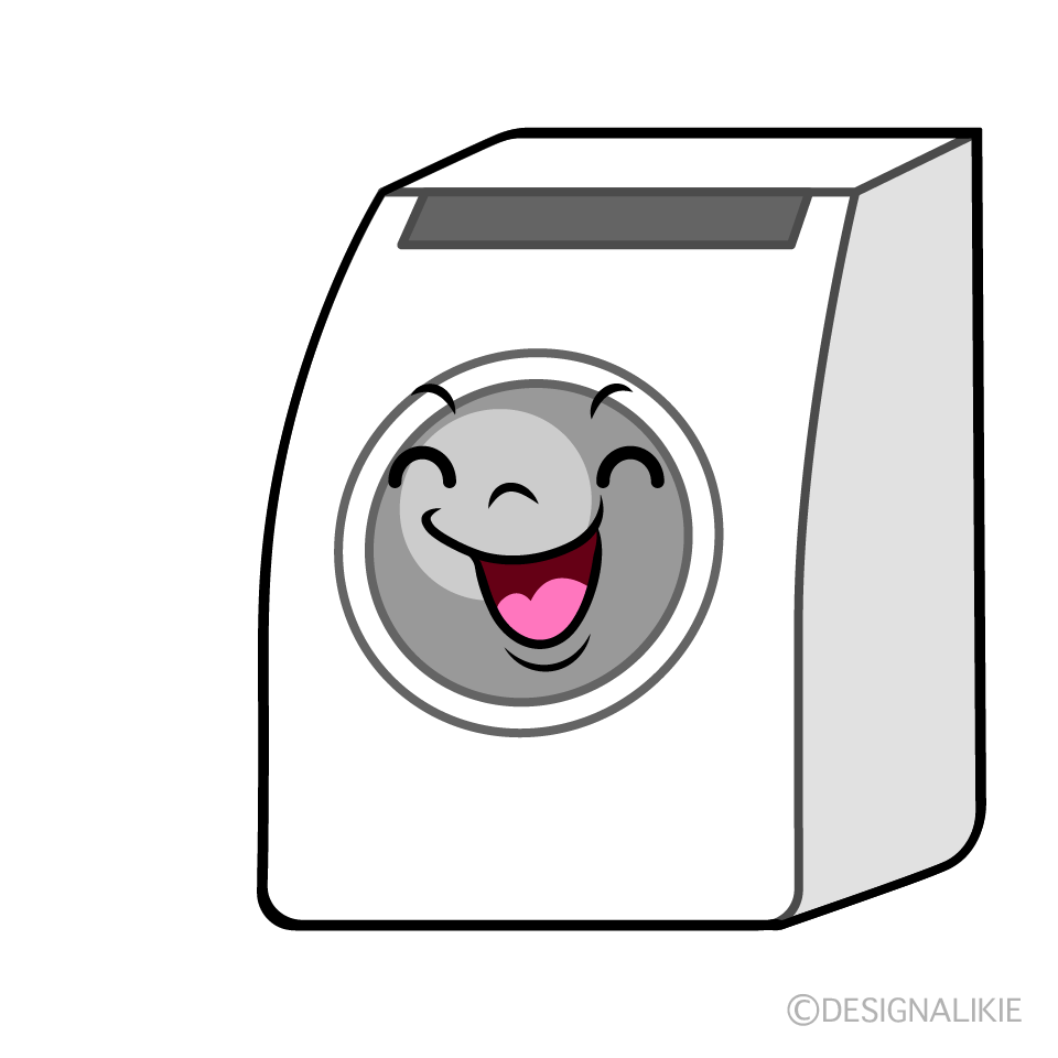 かわいい笑顔のドラム式洗濯機イラスト