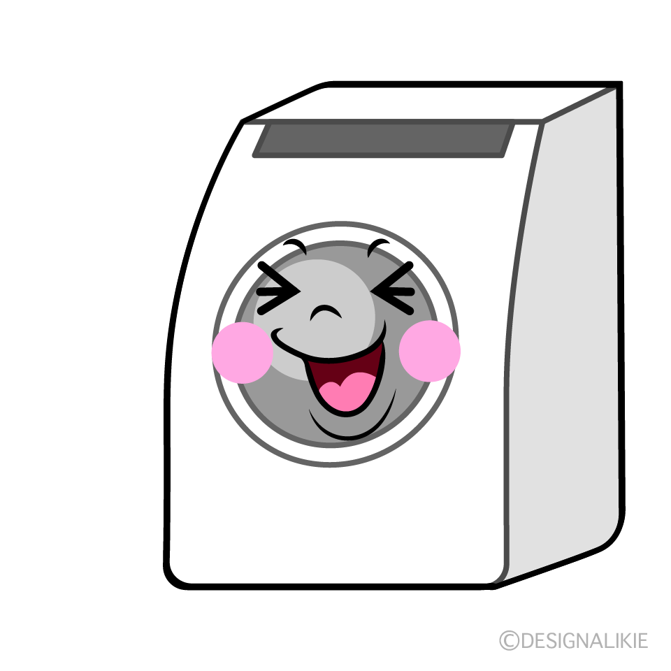 かわいい笑うドラム式洗濯機イラスト