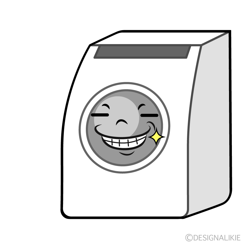 かわいいニヤリのドラム式洗濯機イラスト