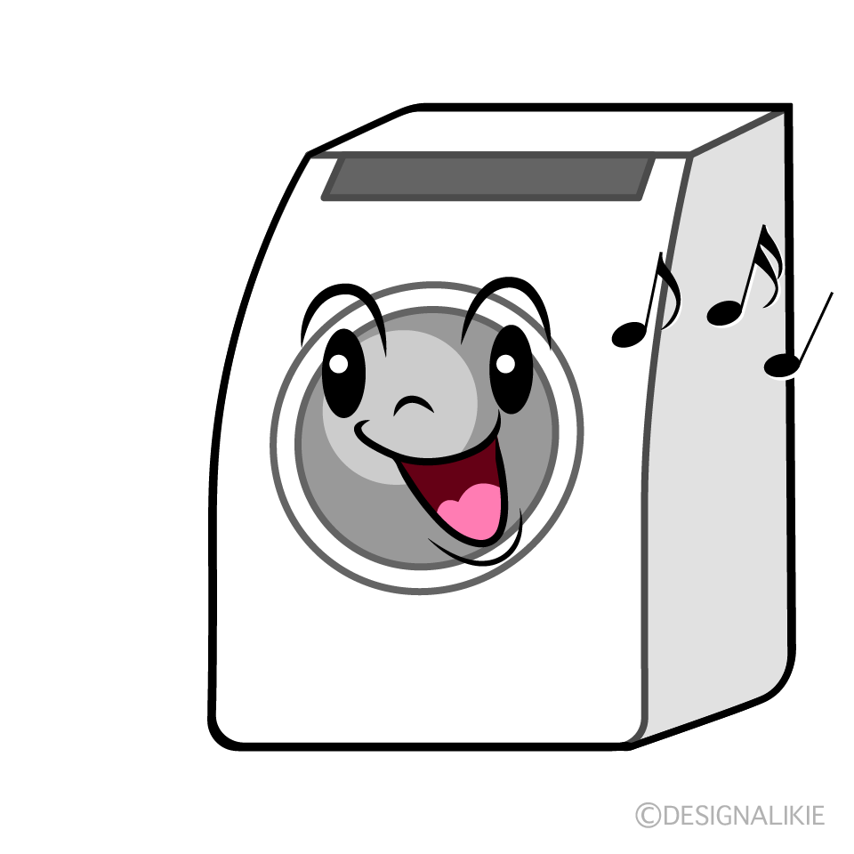 かわいい歌うドラム式洗濯機イラスト