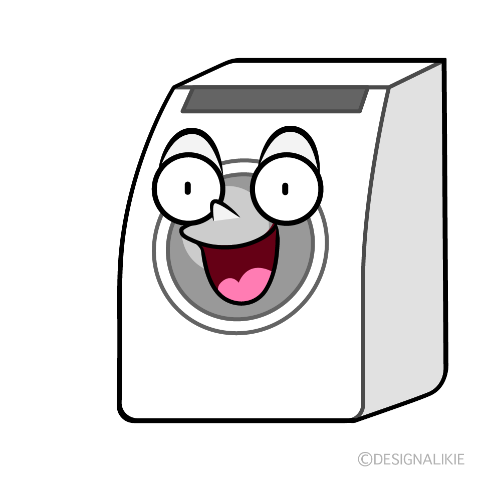 かわいい驚くドラム式洗濯機イラスト