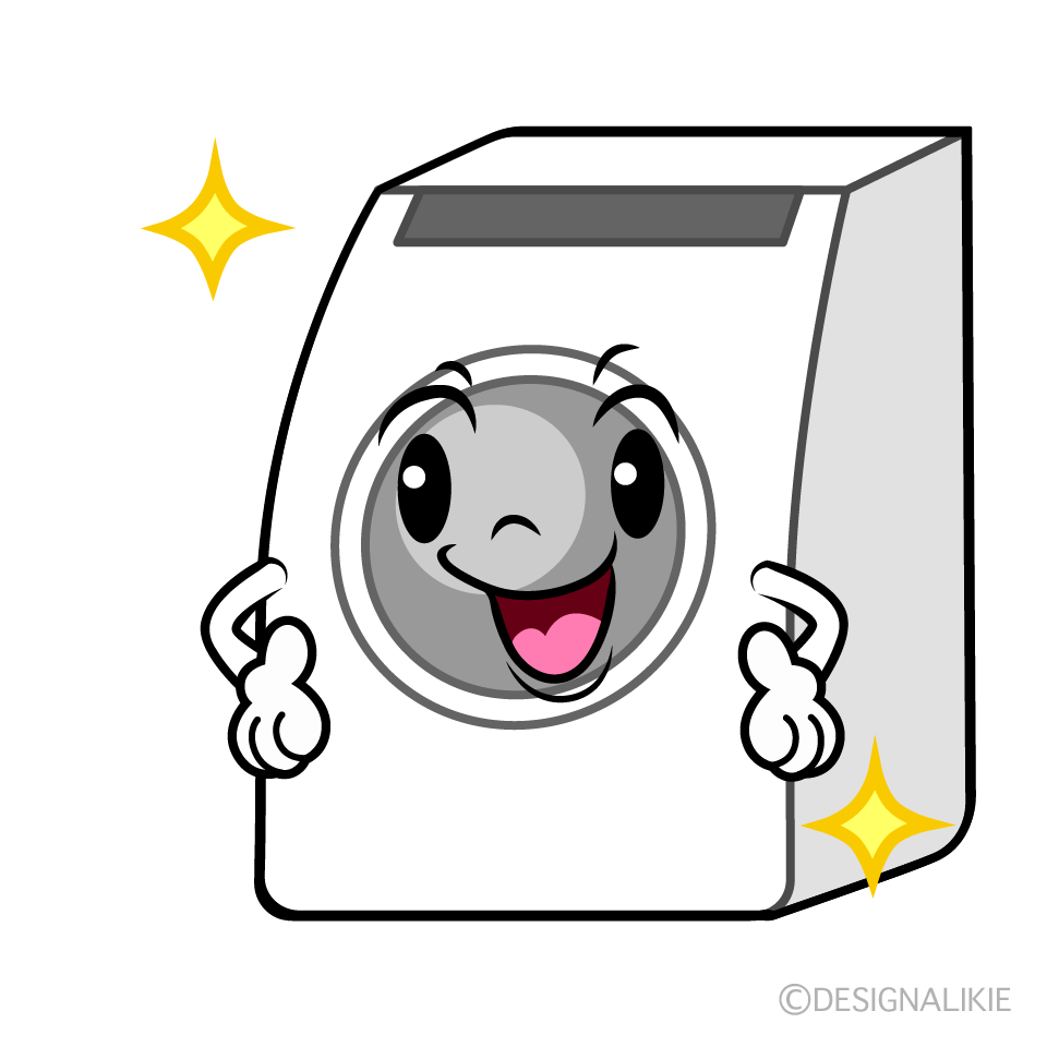 かわいい煌くドラム式洗濯機イラスト