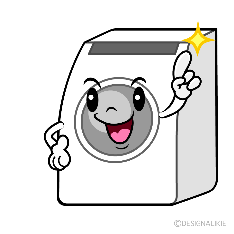 かわいい指差すドラム式洗濯機イラスト