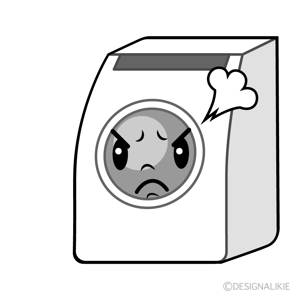 かわいい怒るドラム式洗濯機イラスト
