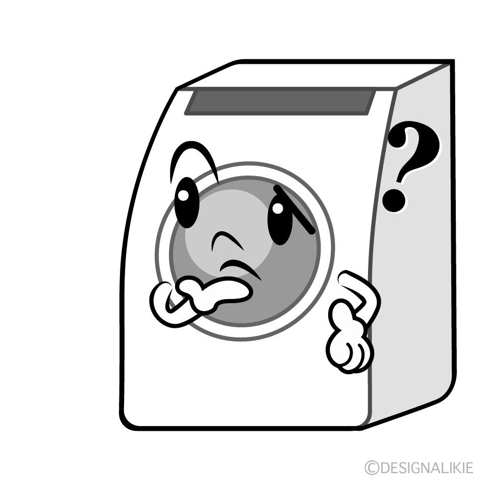 かわいい考えるドラム式洗濯機イラスト