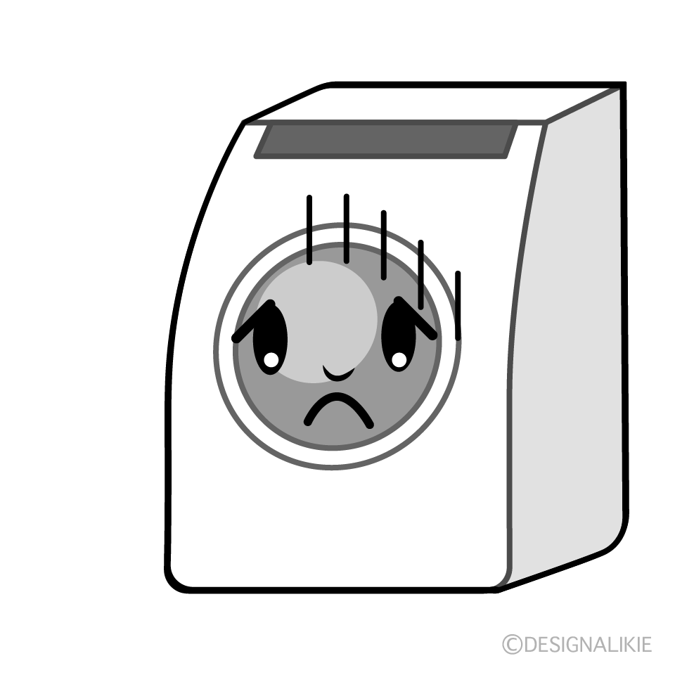 かわいい落ち込むドラム式洗濯機イラスト