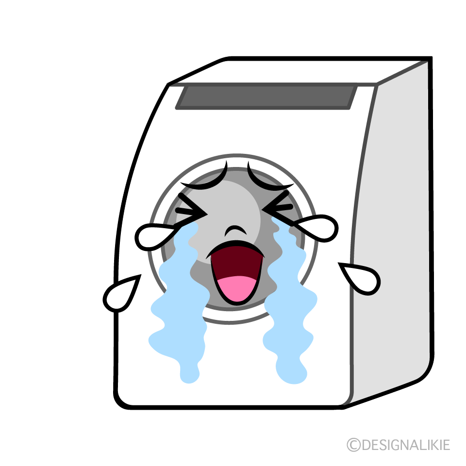 かわいい泣くドラム式洗濯機イラスト