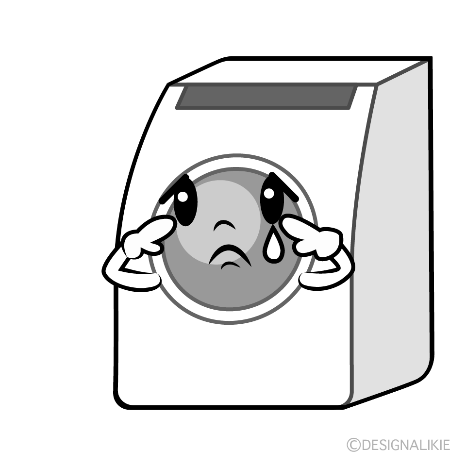 かわいい悲しいドラム式洗濯機イラスト