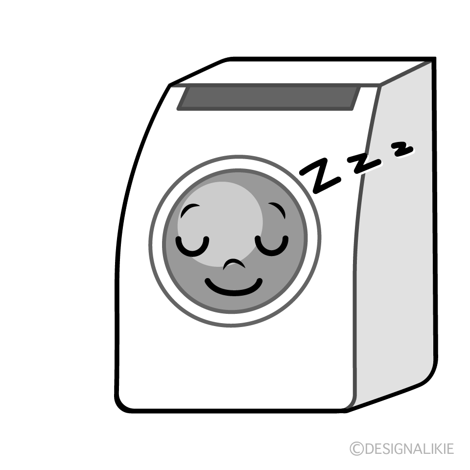かわいい寝るドラム式洗濯機イラスト