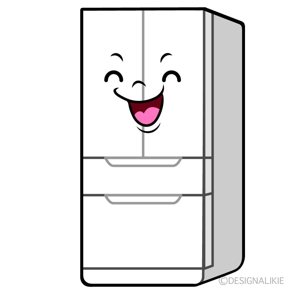 かわいい笑顔の冷蔵庫イラスト