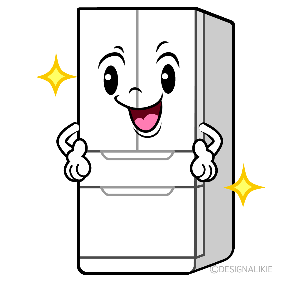 かわいい煌く冷蔵庫イラスト