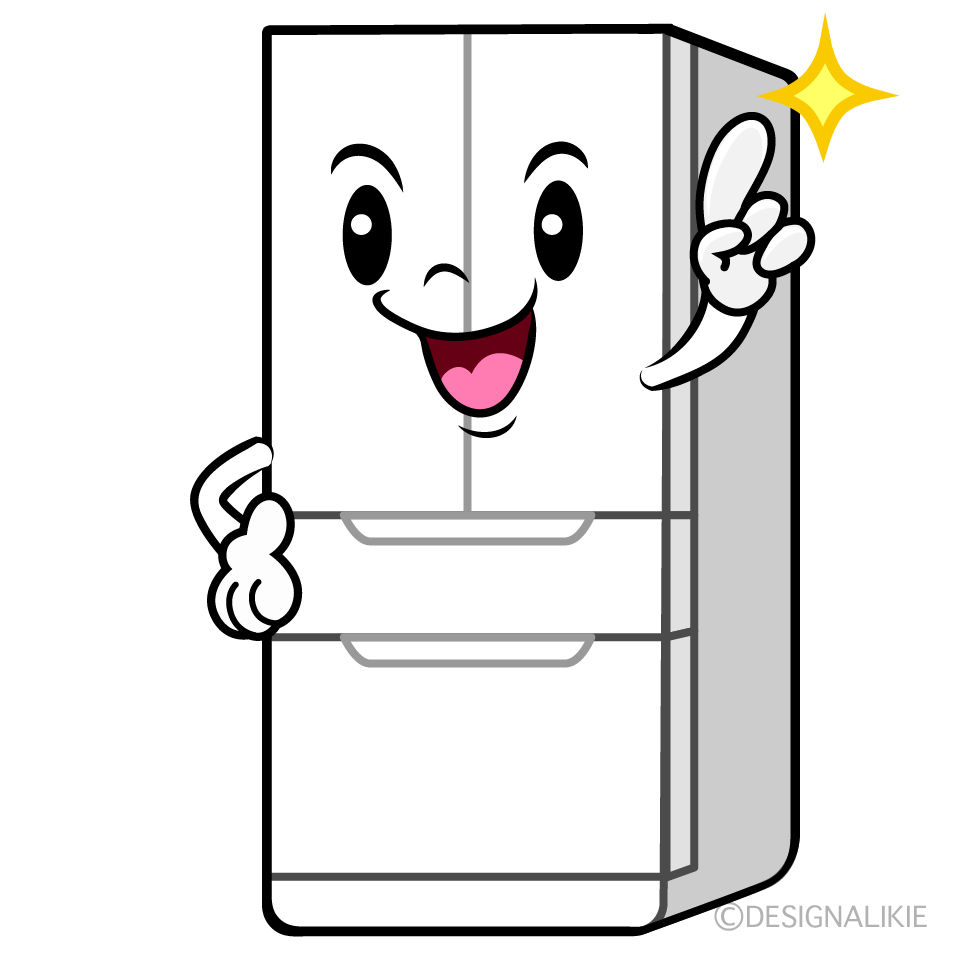 かわいい指差す冷蔵庫イラスト