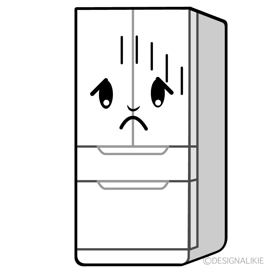 かわいい落ち込む冷蔵庫イラスト