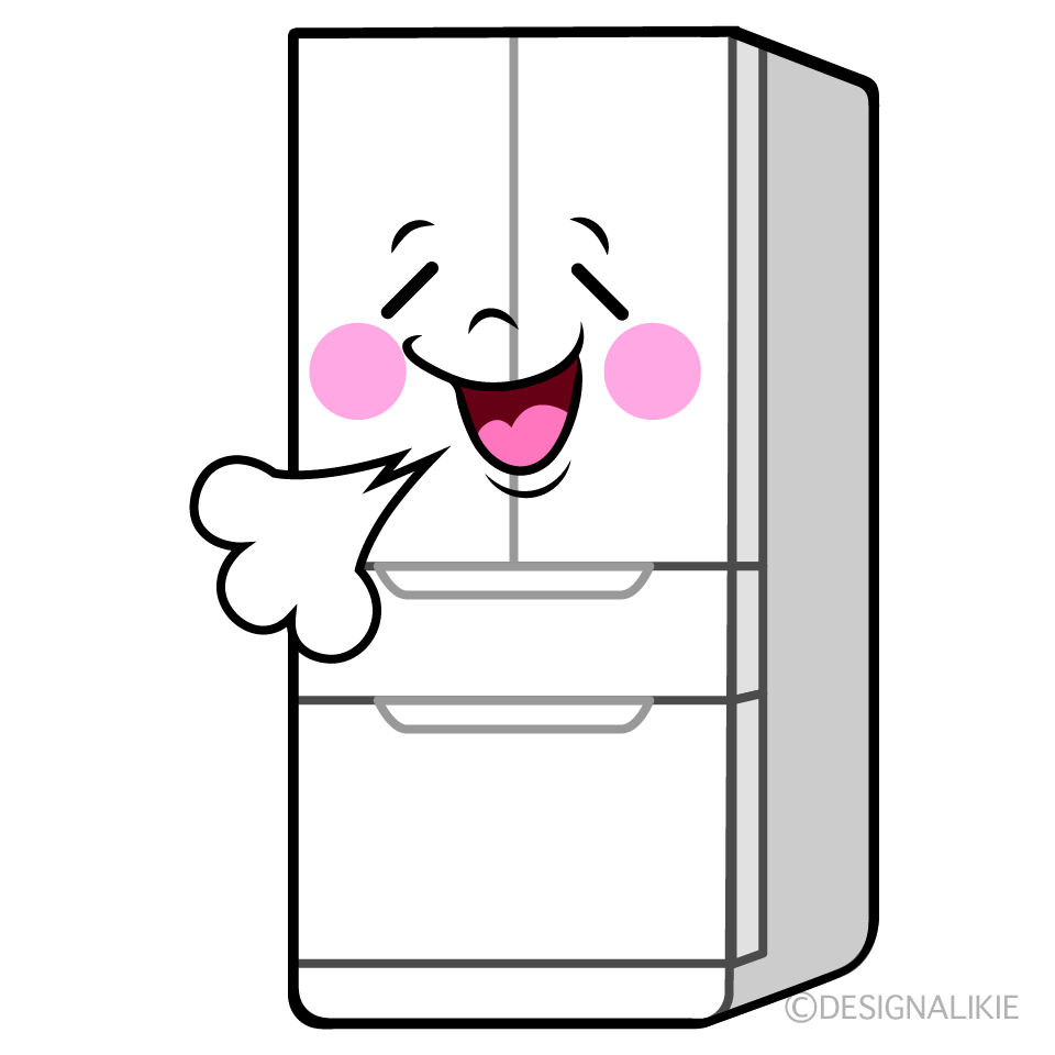 かわいいリラックスする冷蔵庫イラスト