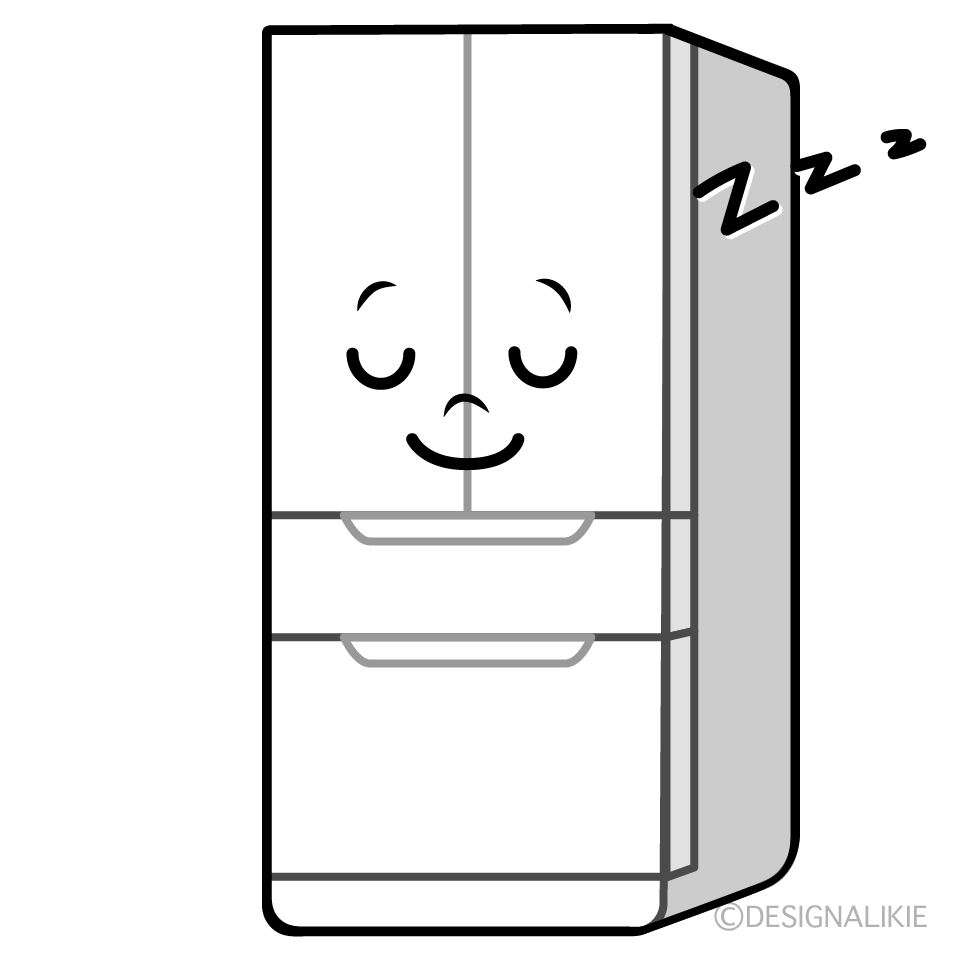 かわいい寝る冷蔵庫イラスト