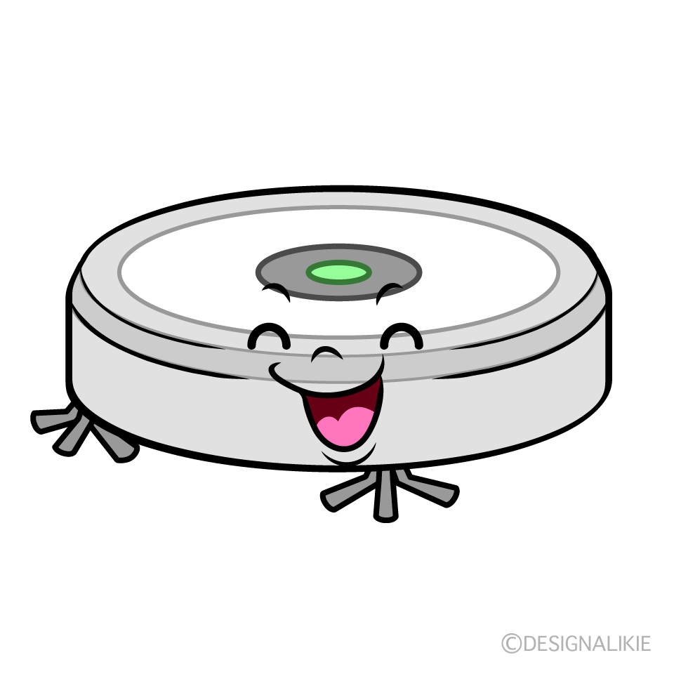 かわいい笑顔のロボット掃除機イラスト