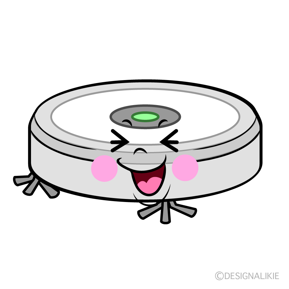 かわいい笑うロボット掃除機イラスト