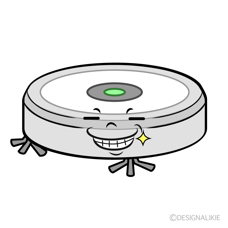 かわいいニヤリのロボット掃除機イラスト