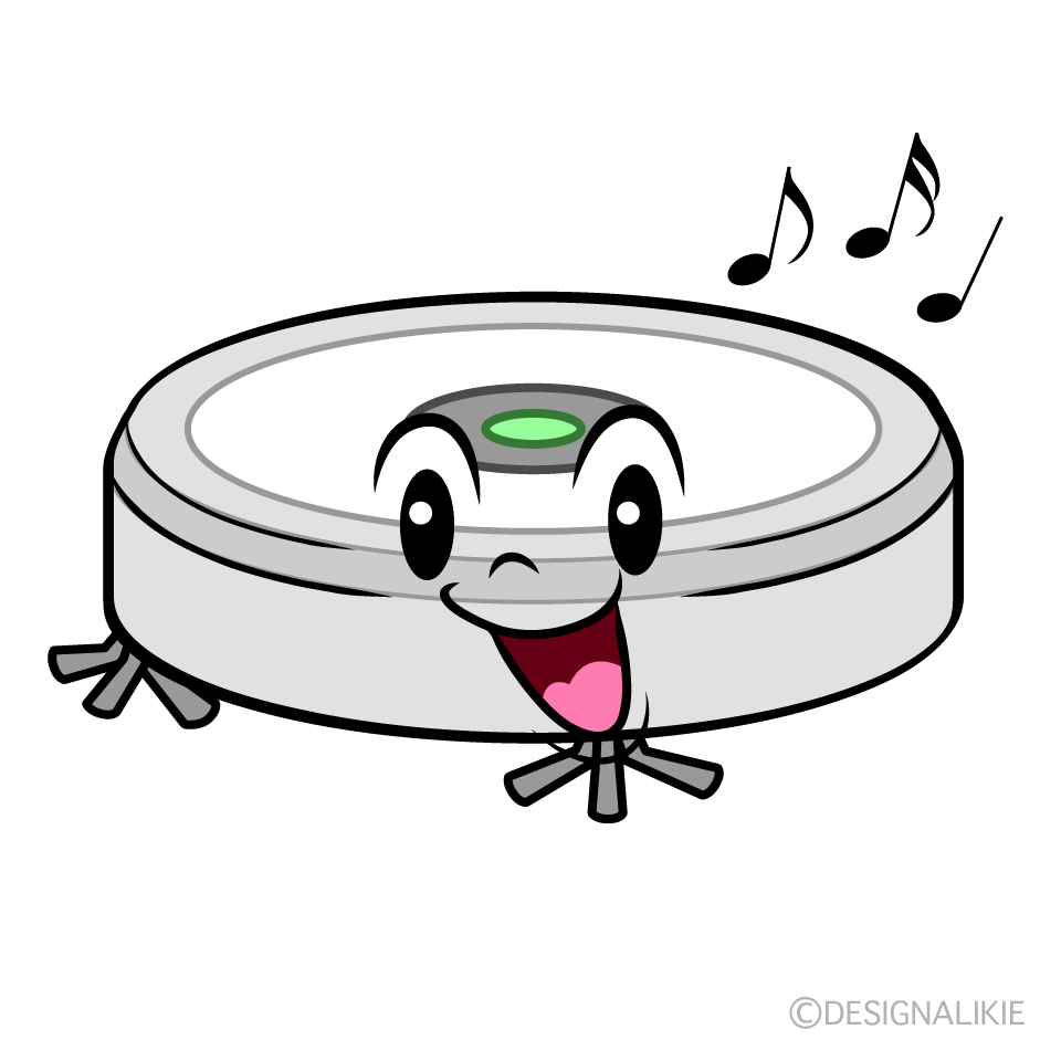 かわいい歌うロボット掃除機イラスト