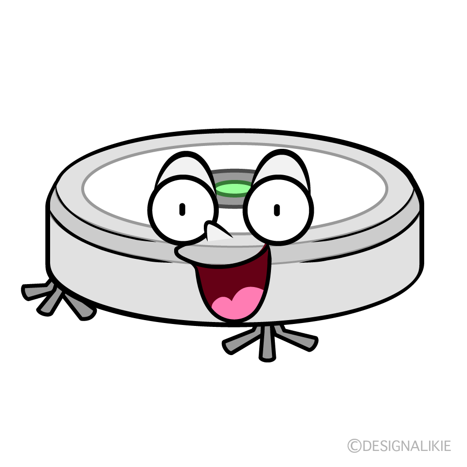 かわいい驚くロボット掃除機イラスト