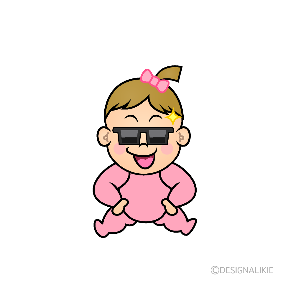 かわいいかっこいい女の子赤ちゃんイラスト