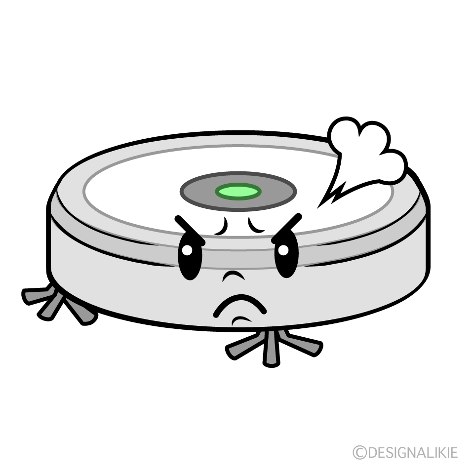 かわいい怒るロボット掃除機イラスト