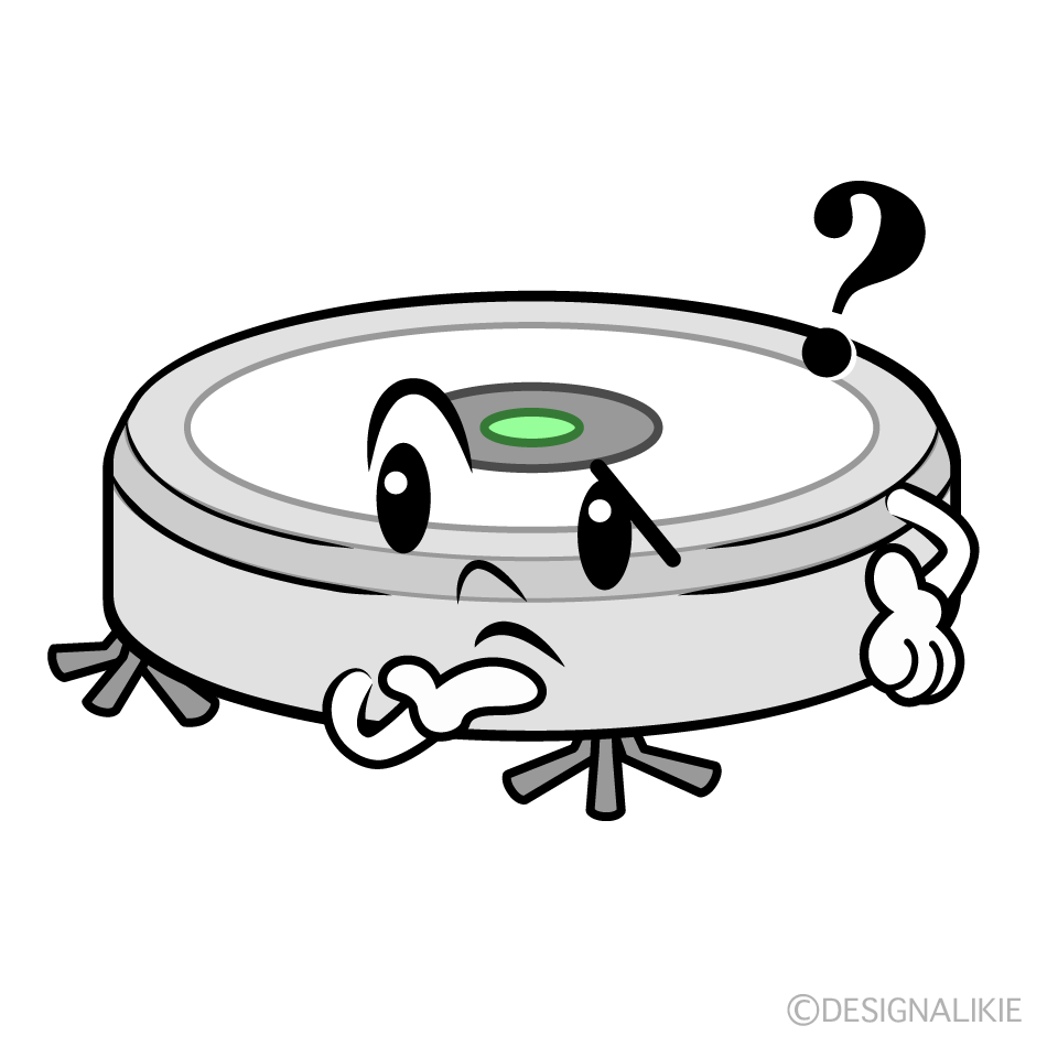 かわいい考えるロボット掃除機イラスト