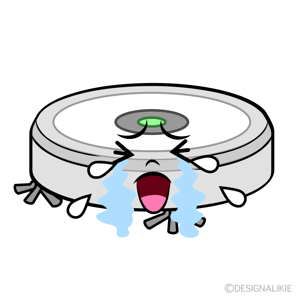 かわいい泣くロボット掃除機イラスト
