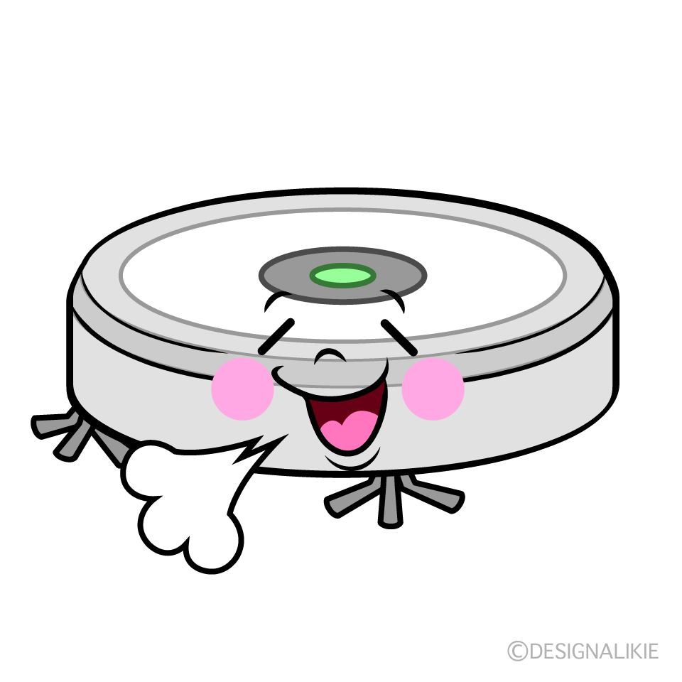 かわいいリラックスするロボット掃除機イラスト