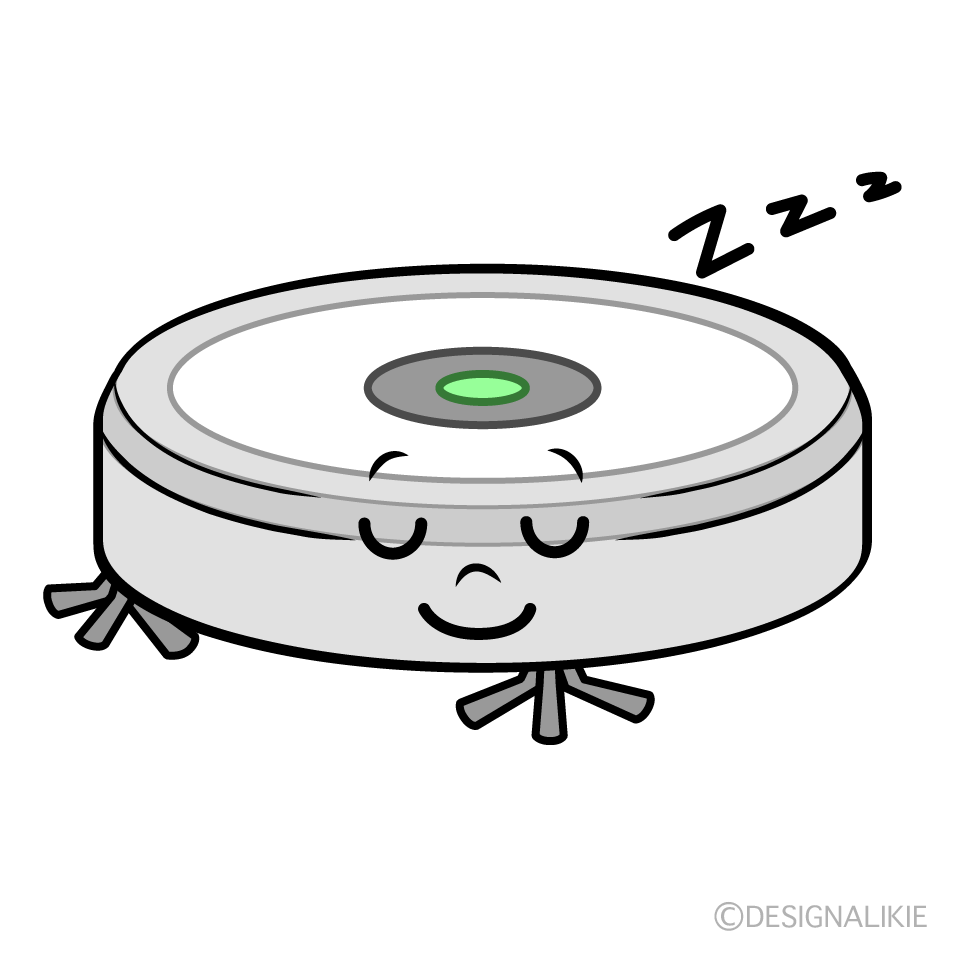 かわいい寝るロボット掃除機イラスト