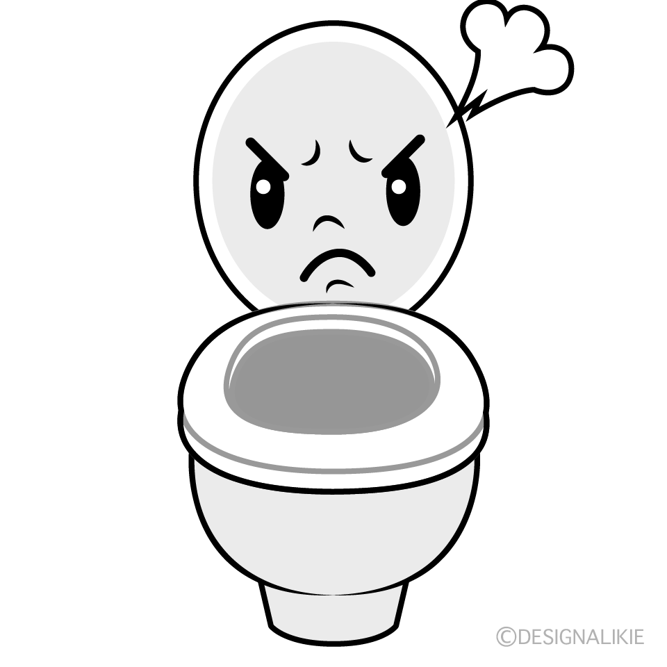 かわいい怒るトイレイラスト