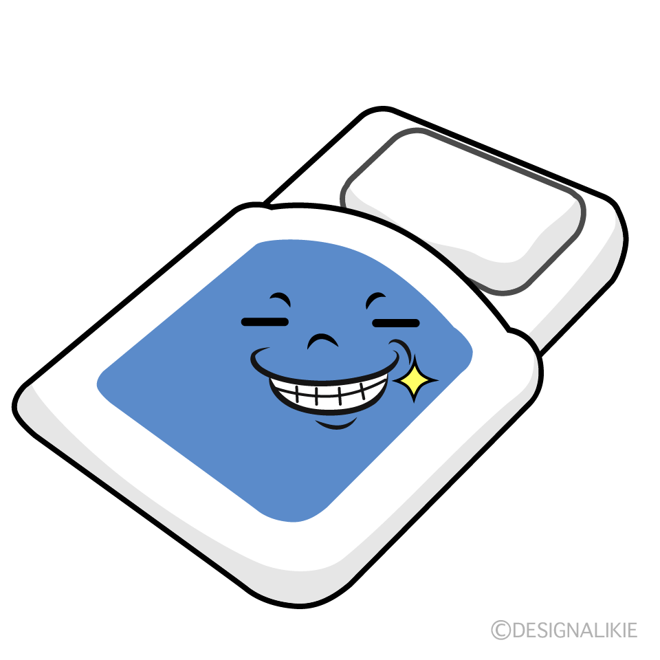 かわいいニヤリの布団イラスト