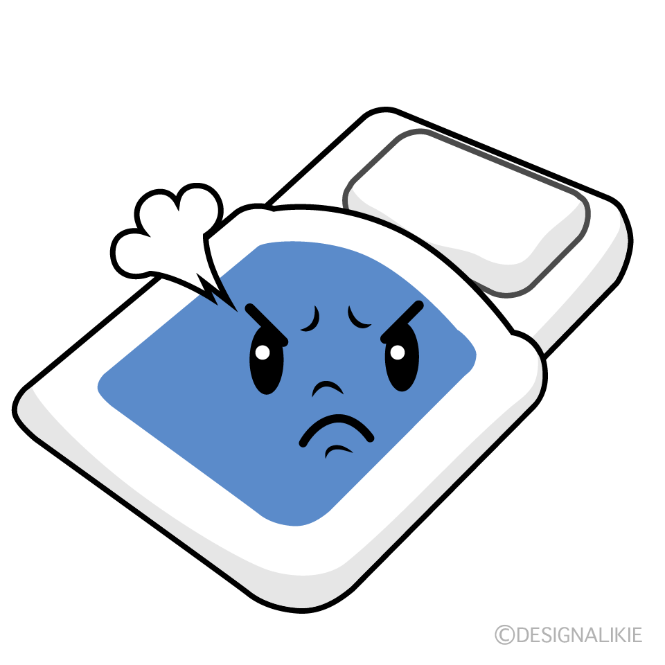 かわいい怒る布団イラスト