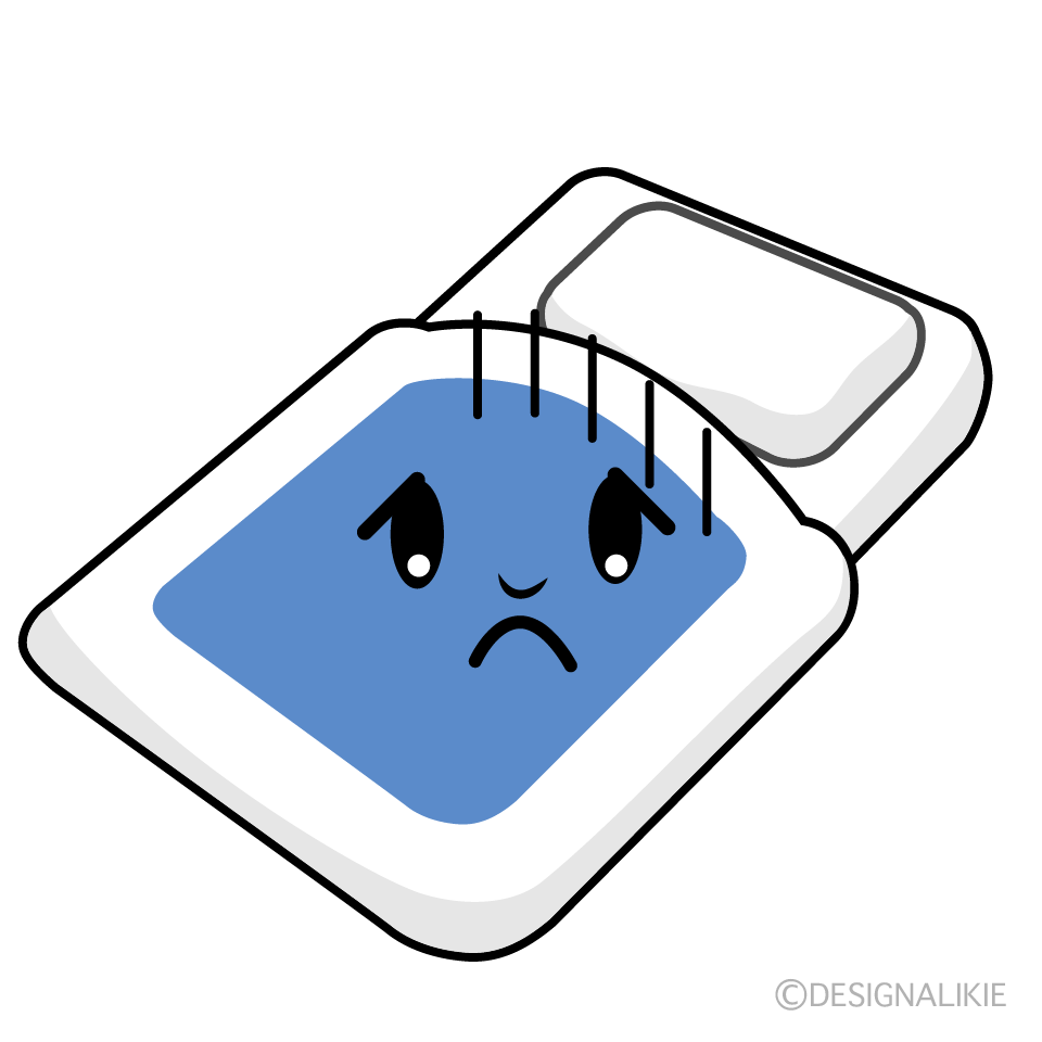 かわいい落ち込む布団イラスト