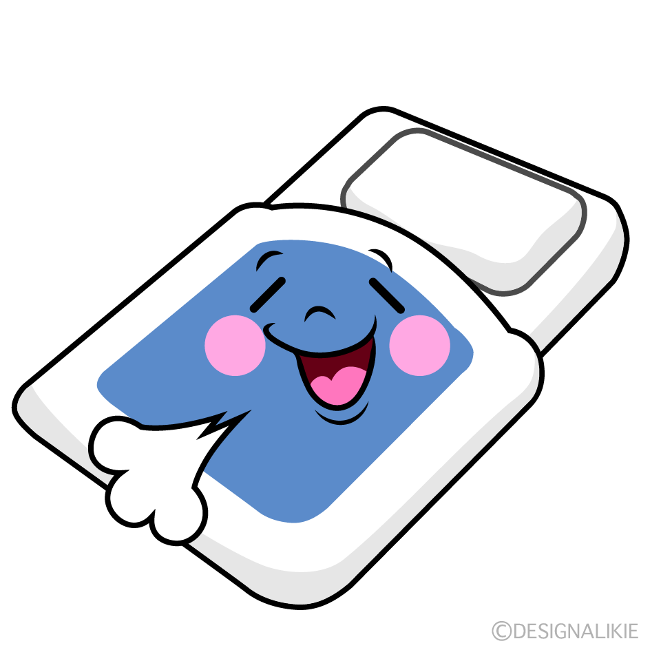 かわいいリラックスする布団イラスト