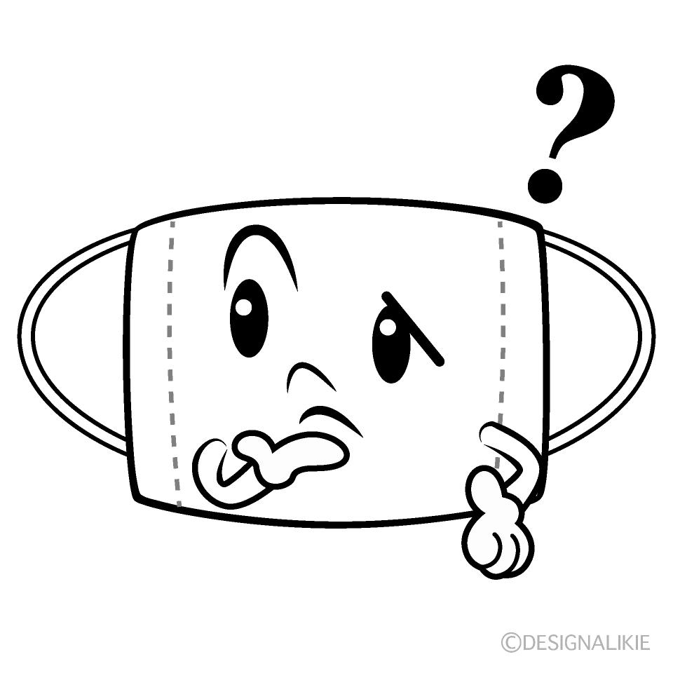 かわいい考える布マスクイラスト
