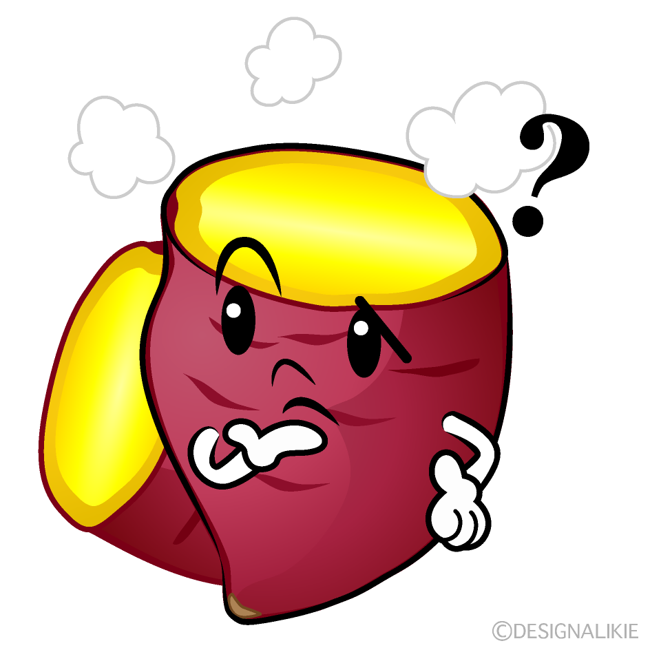 Cute Thinking Baked Sweet Potato Clipart
