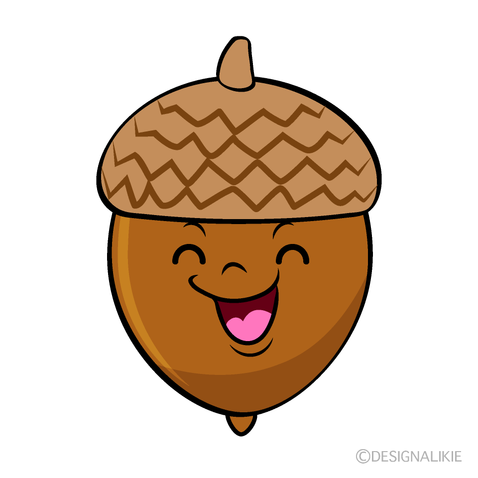 かわいい笑顔の丸どんぐりイラスト