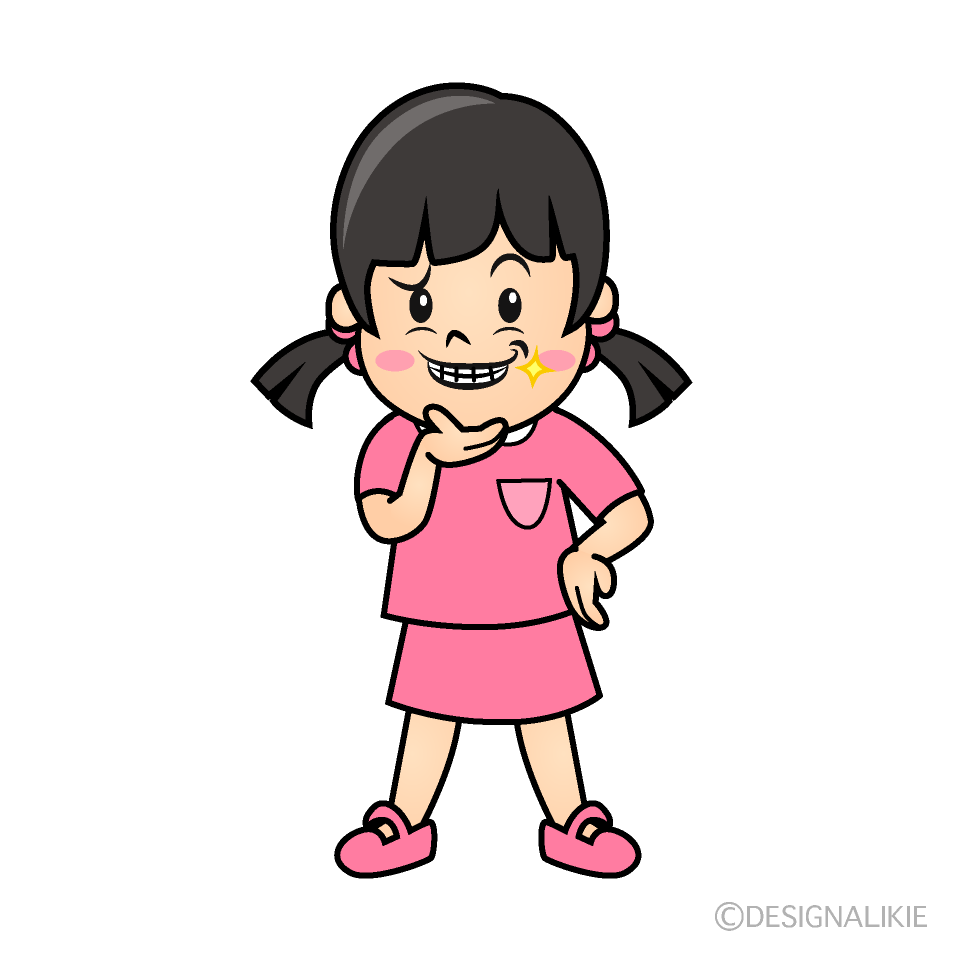 かわいいニヤリとする女の子イラスト